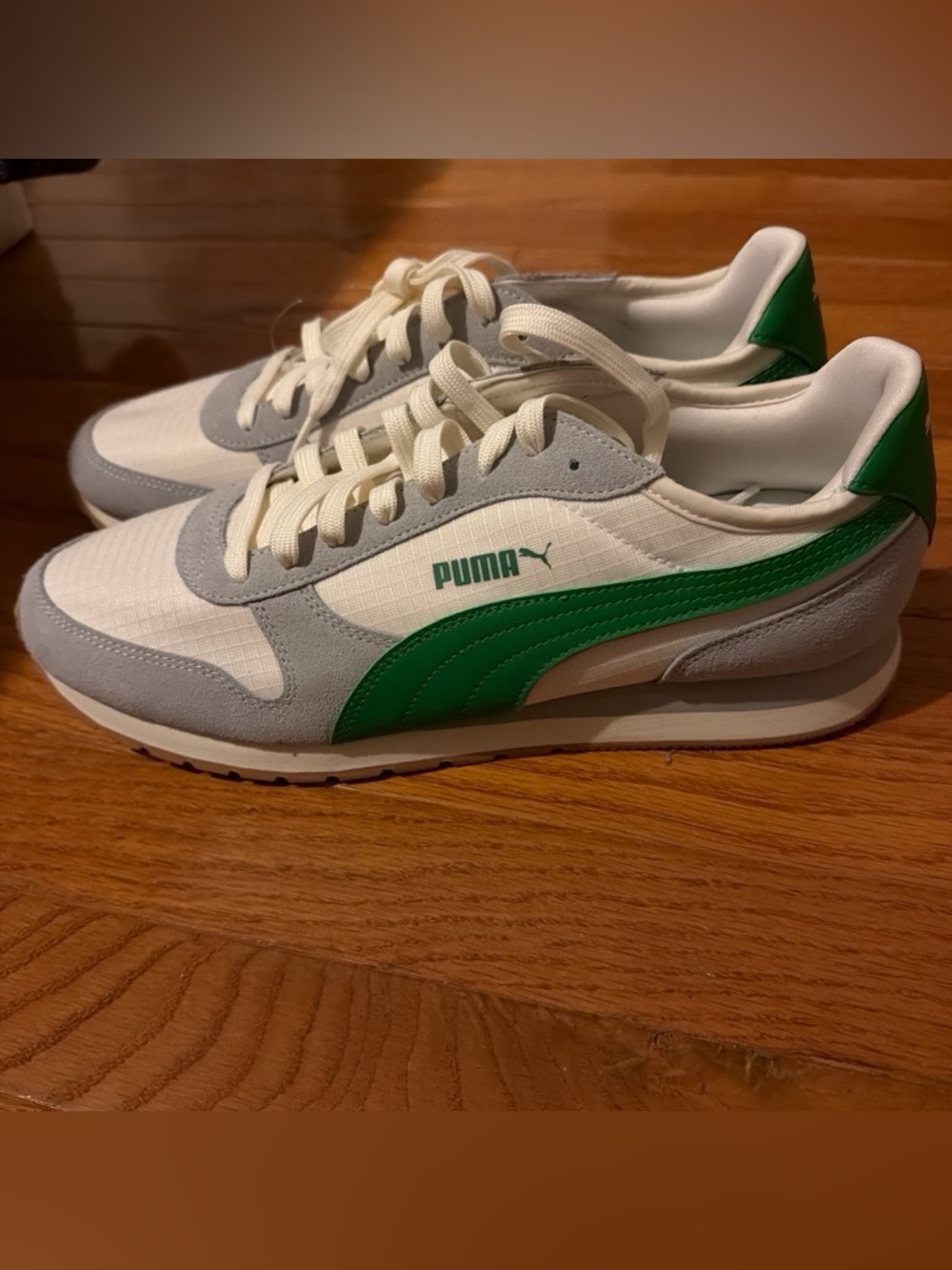 PUMA White, Gray & Green Classic Jogger Sneakers